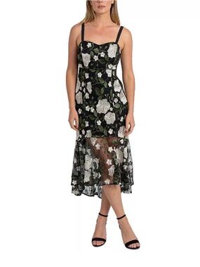 Sam Edelman | Dresses | Sam Edelman Dress Womens 4 Navy Blue Floral High  Low Midi Braided Straps Lined | Poshmark